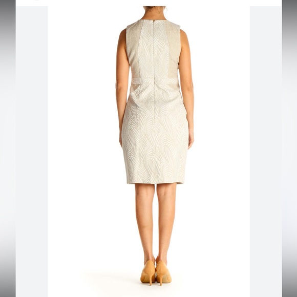 Calvin Klein Sheath Structured Dress - Ivory & Tan - Picture 2 of 5